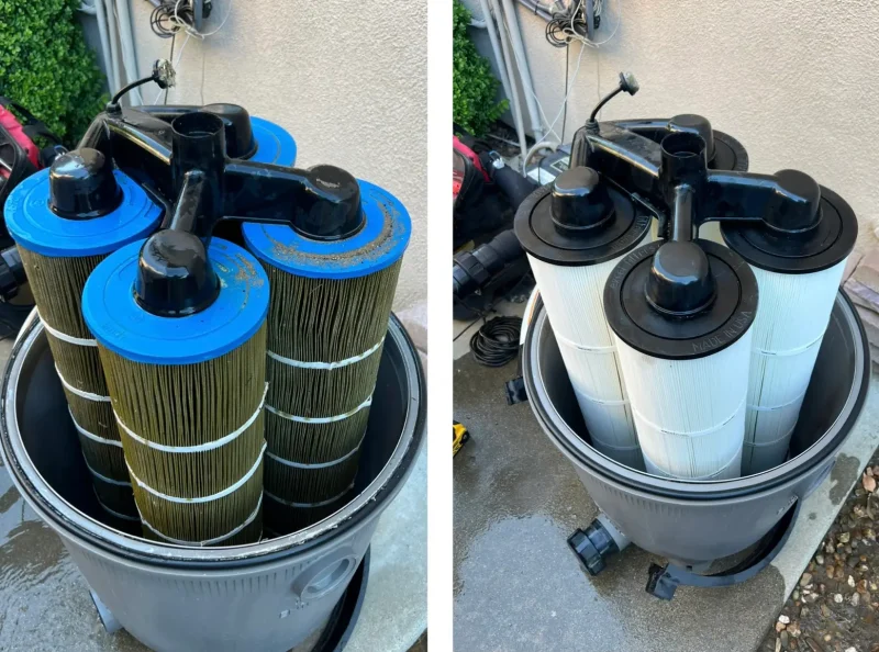 Pool filter tank on a Lake Havasu City equipment pad, JM Pool Service filter cleaning and installation